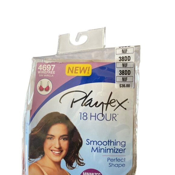 Playtex 18 Hour Smoothing Minimizer Bra Size 38DD Wirefree Beige NEW - Picture 4 of 4